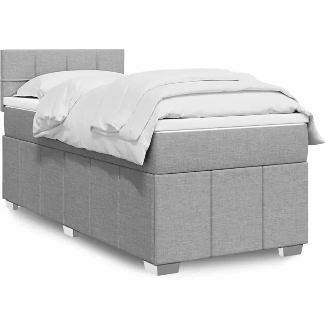 vidaXL Boxspring met matras stof lichtgrijs 80x200 cm grijs