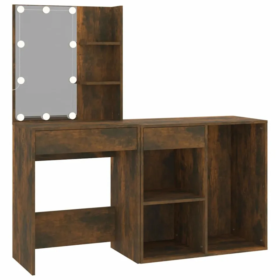 vidaXL Kaptafel met kastje bewerkt hout gerookt eikenkleurig Bruin