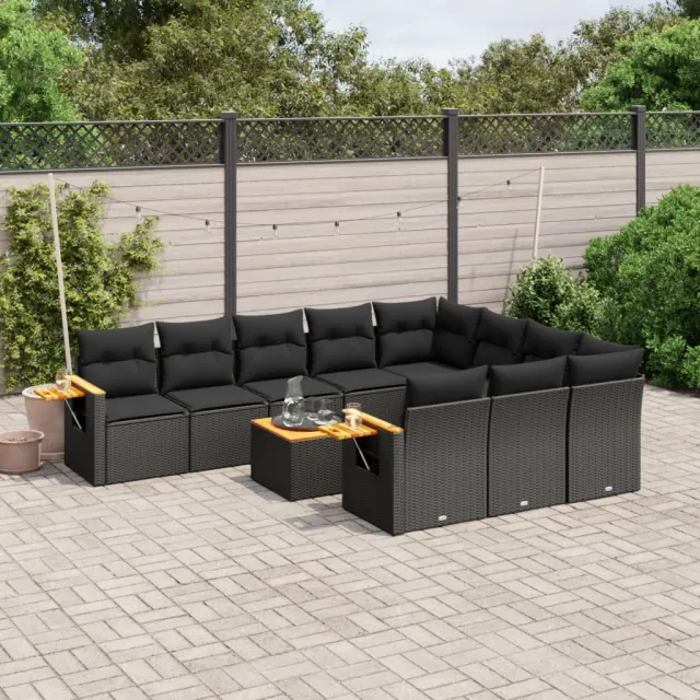 vidaXL Patio Sofa Set 10-zits Black, foto 2