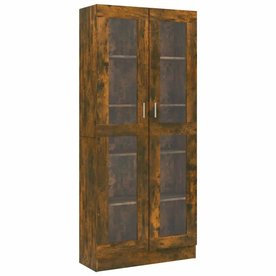 vidaXL Vitrinekast 82,5x30,5x185 cm bewerkt hout gerookt eikenkleur, foto 3