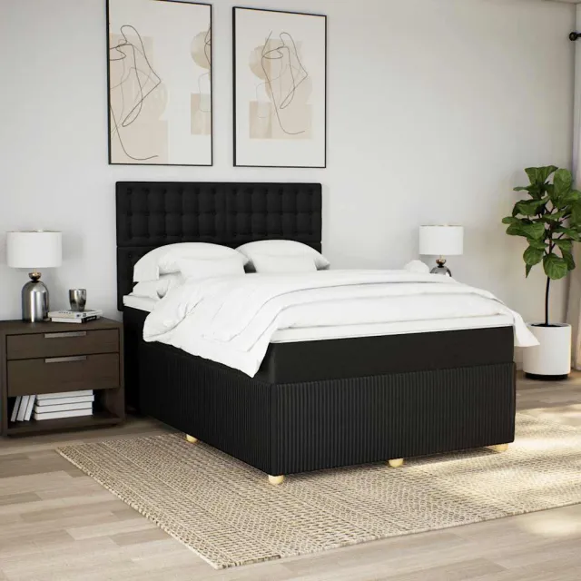 vidaXL Boxspring met matras stof zwart 160x200 cm