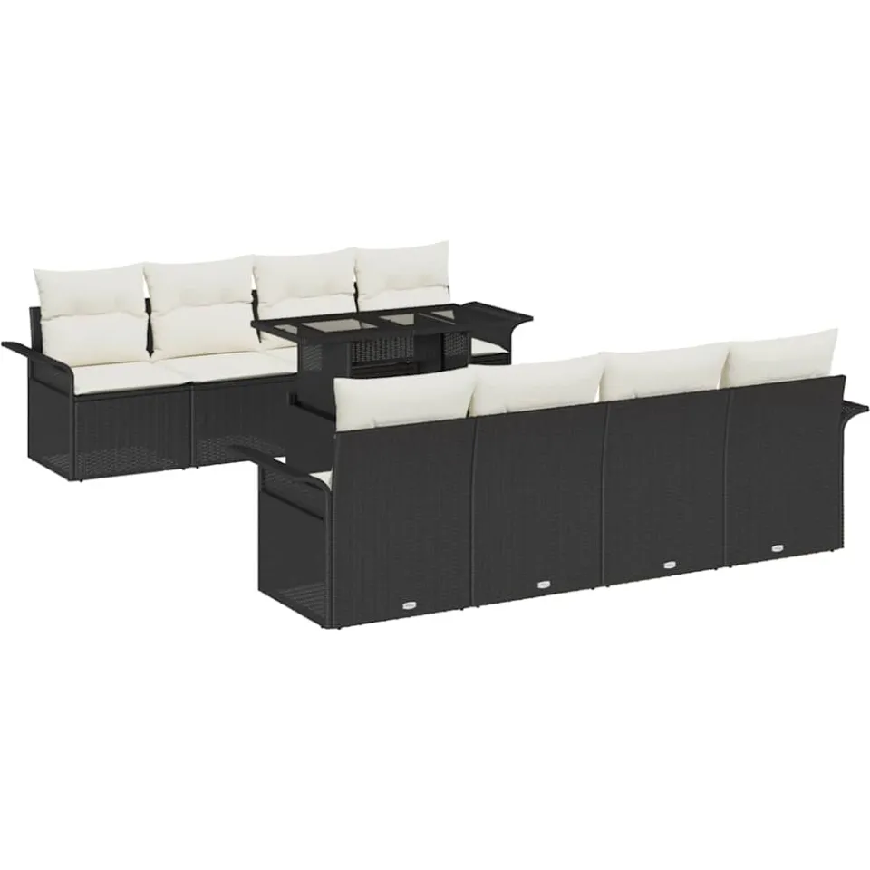 vidaXL Tuin Sofa Set 9 st Zwart [Synthetisch]: Poly Rattan
