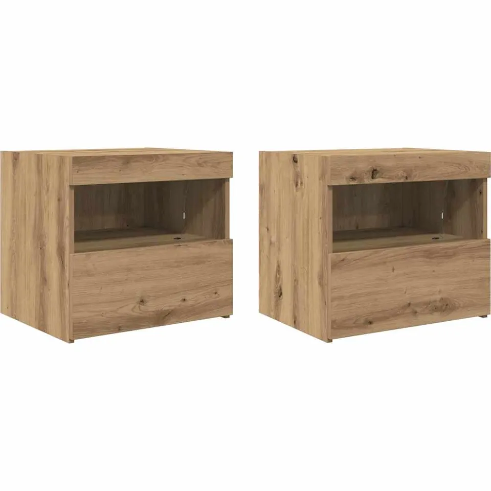 vidaXL Nachtkastje 2 st Artisan Eiken 50 x 40 x 45 cm Bewerkt hout, foto 3