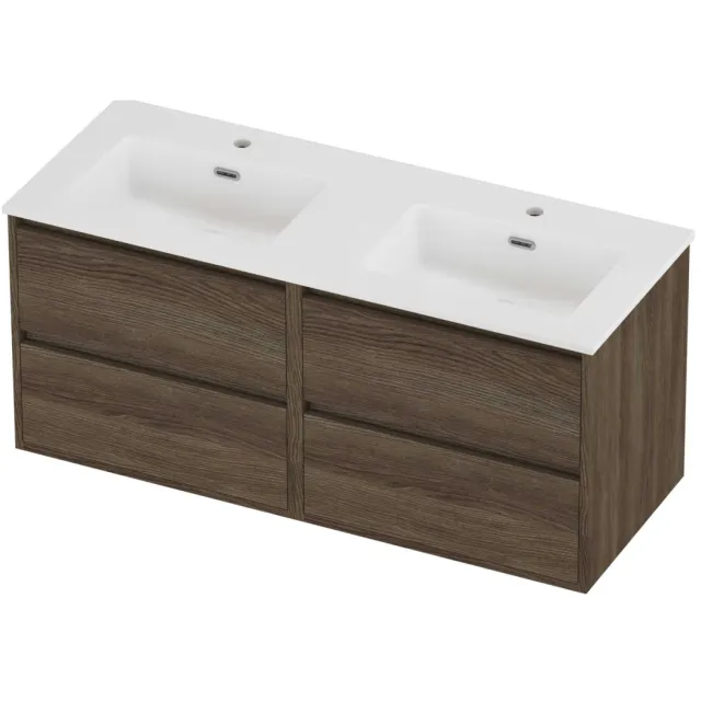 Proline Tribute Badmeubelset Porselein Elegant 4 Laden 120x46x54 cm Mat White Vital Oak Eiken