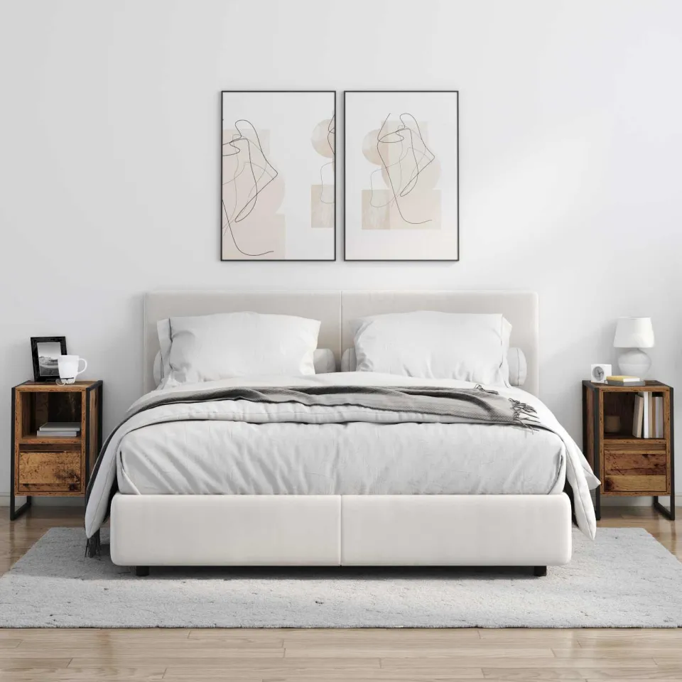 vidaXL Nachtkastje 2 st Oud Hout 39,5 x 30 x 50 cm Bewerkt hout bruin, foto 4
