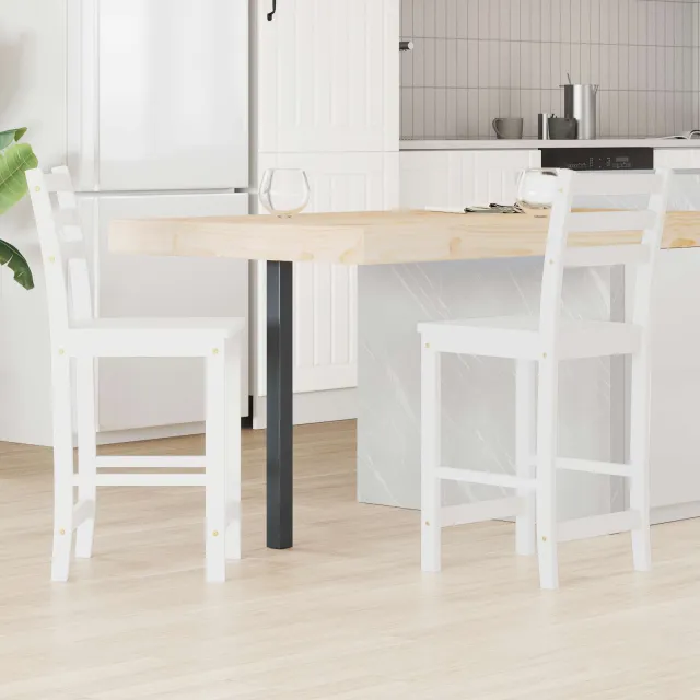 vidaXL Eettafelstoelen 2 st Massief Rubberhout Wit 40 x 47,5 x 99,5 cm, foto 2