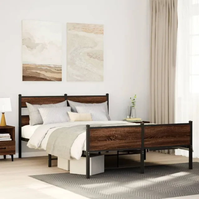 vidaXL Bedframe zonder matras bewerkt hout bruin eikenkleur 137x190 cm