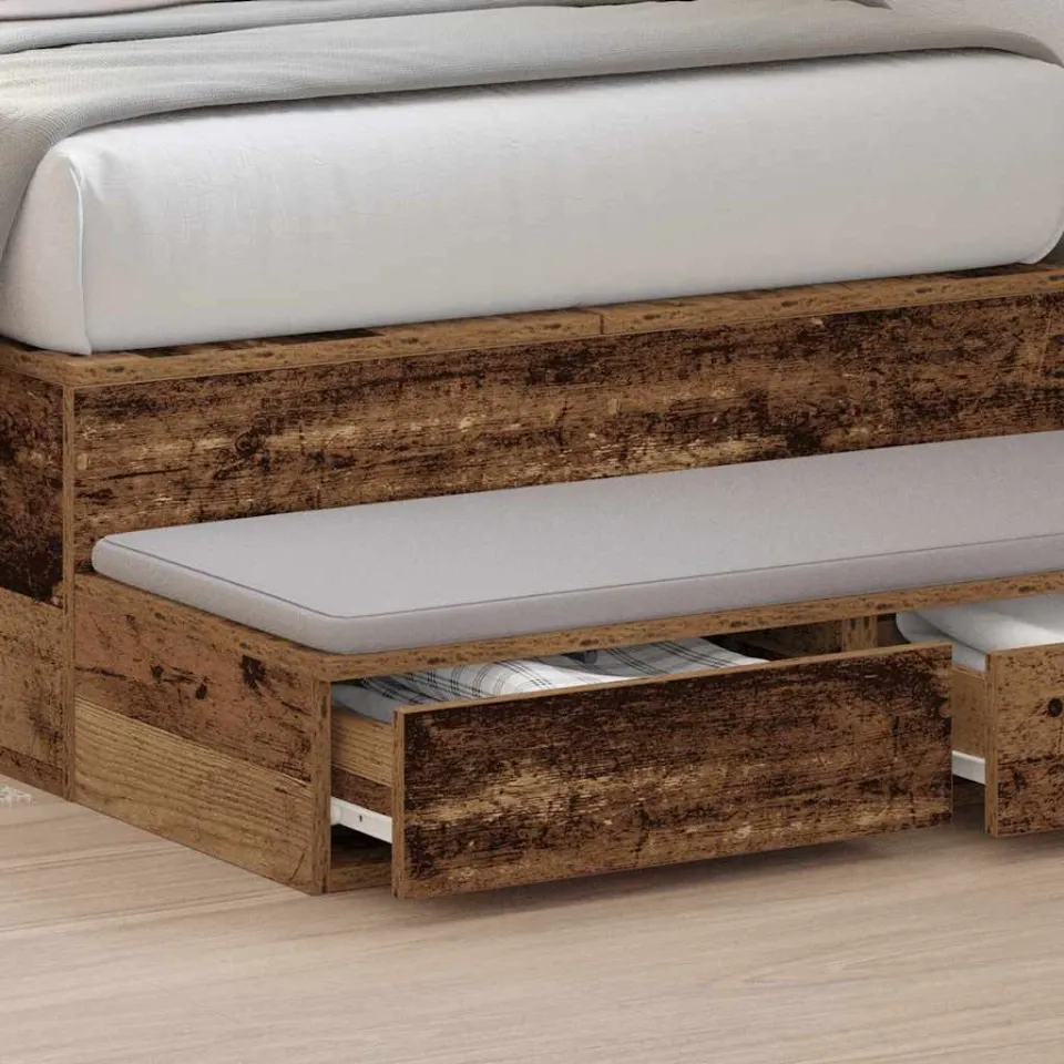 vidaXL Bedlades Oudhout 75 x 36,5 x 16,5 cm Bewerkt hout bruin, foto 4