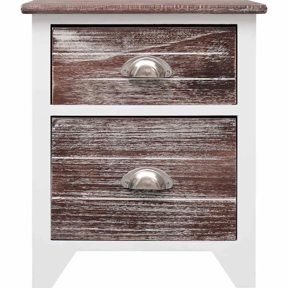 vidaXL Nachtkastje 38x28x45 cm paulowniahout bruin en wit