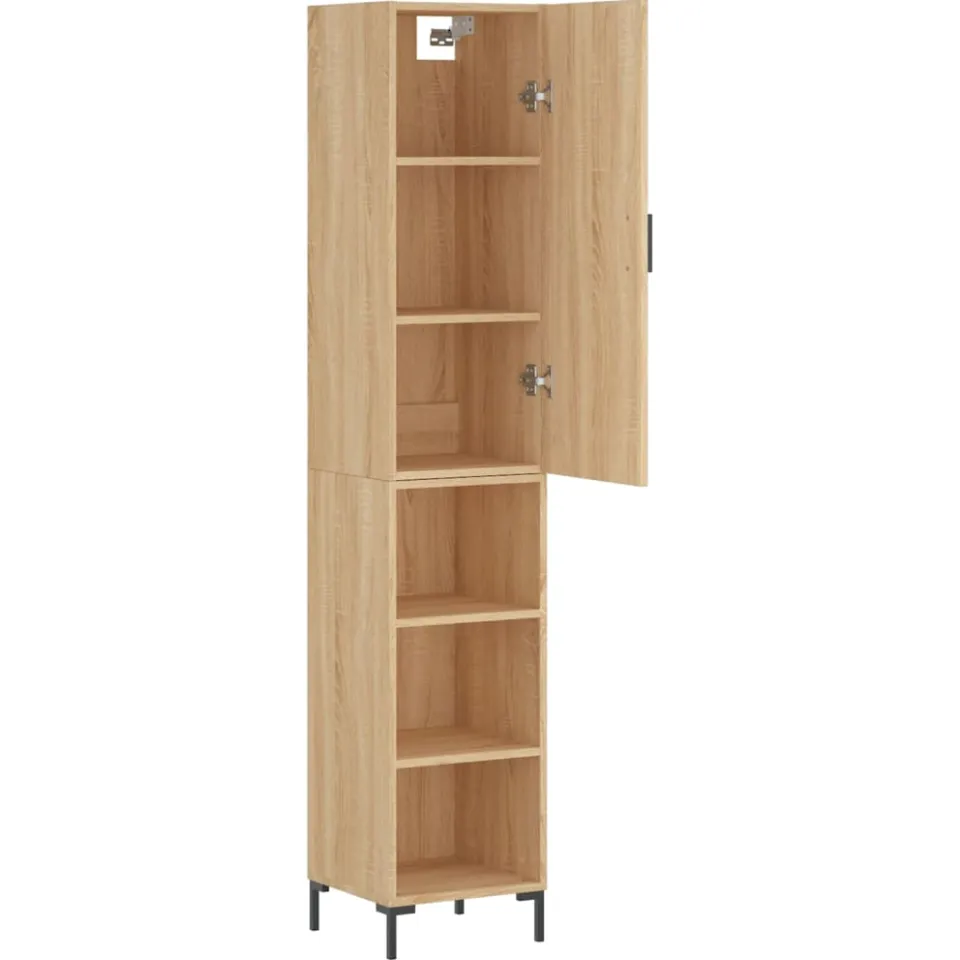 vidaXL Hoge kast 34,5x34x180 cm bewerkt hout sonoma eikenkleurig Bruin