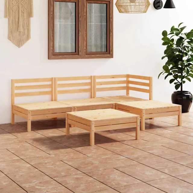 vidaXL 5-delige Loungeset massief grenenhout bruin, foto 2