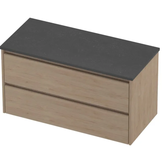 Proline Deck Badmeubelset Hardsteen Symmetrisch 100x46x55 cm Blue Stone Ideal Oak Eiken