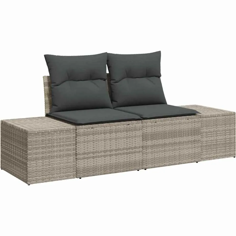 vidaXL Tuin Sofa Set 10 st Lichtgrijs poly rattan, foto 4