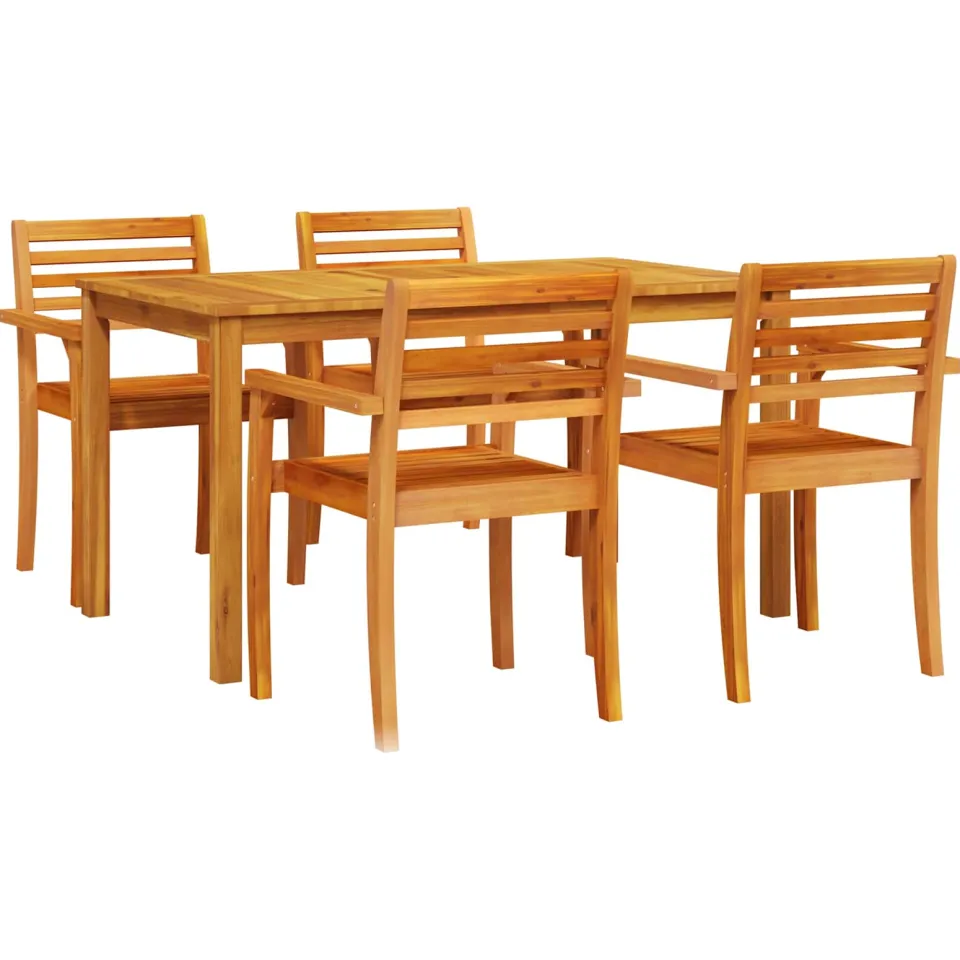 vidaXL Tuin eettafelset 5 st Bruin Massief Acaciahout, foto 3