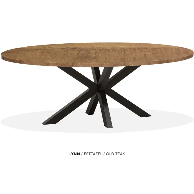 Maxfurn Lynn - Ovale eettafel Lynn | Zeer krasvast | Kleur: Old Teak | Afm. 180x102cm Natuurlijk eiken