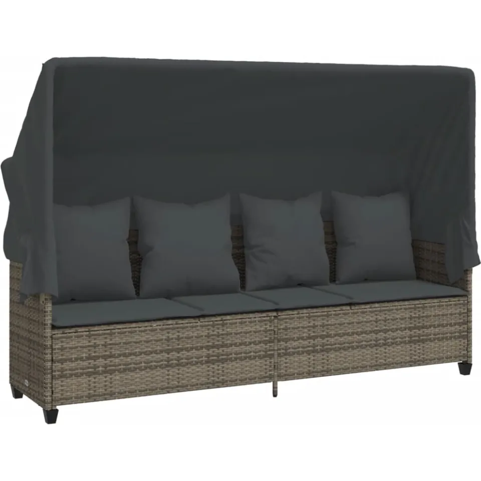 vidaXL 5-delige Loungeset met kussens poly rattan grijs
