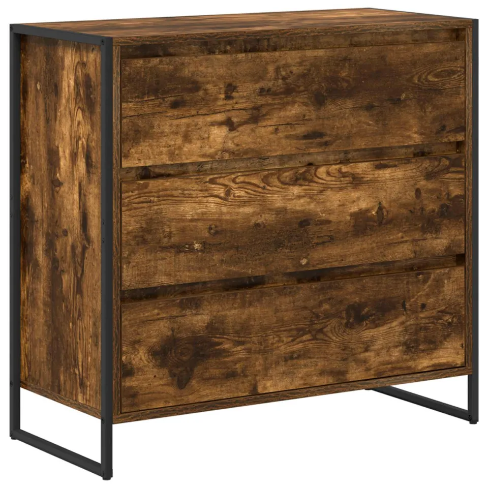 vidaXL Dressoir Gerookt eiken 79 x 36 x 75.5 cm Bewerkt hout, foto 3