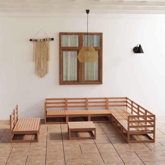 vidaXL 10-delige Loungeset massief grenenhout honingbruin
