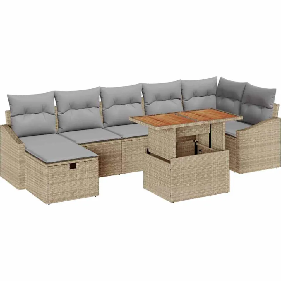 vidaXL Tuinbankenset 8 st Beige poly rattan