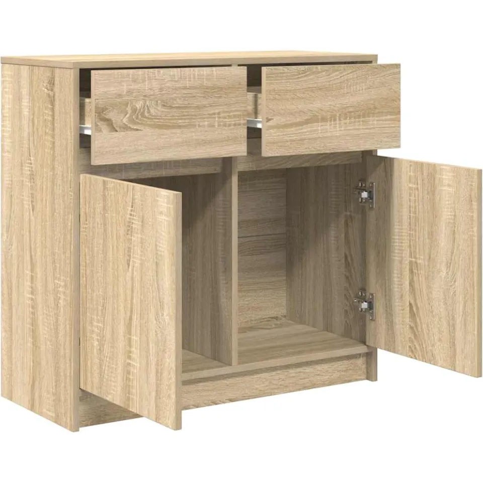vidaXL Dressoir met lade 80x34x76 cm spaanplaat sonoma eikenkleurig, foto 4