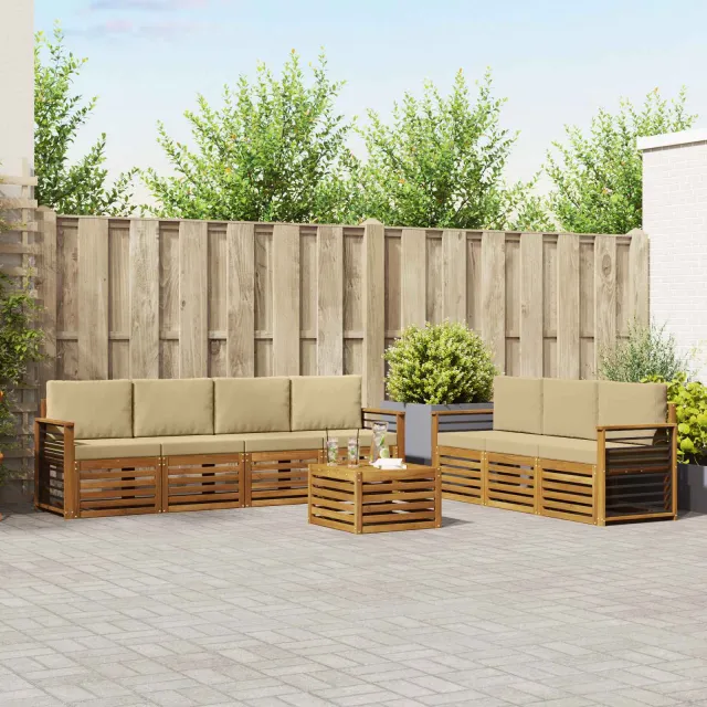 vidaXL Buiten bankenset 8 st 7-zits Natuurlijk en Beige