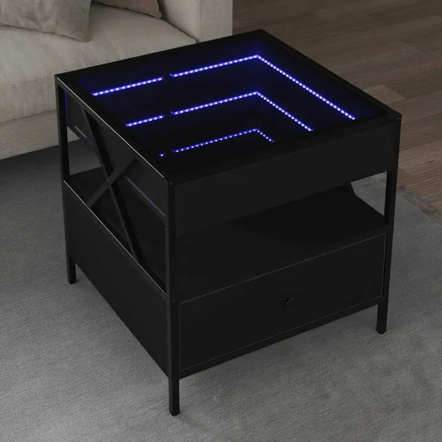vidaXL Salontafel met Infinity LED 50x50x51 cm zwart, foto 2