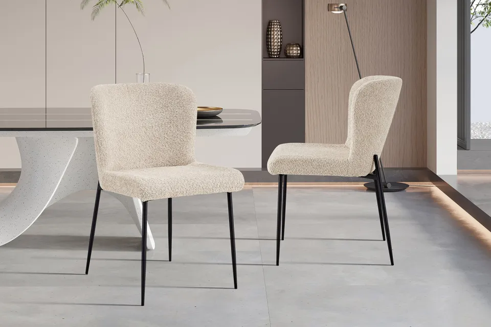 eetkamerstoel Jolie bouclé beige, foto 5