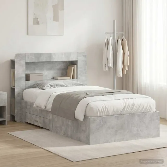 vidaXL Bedframe met opslag Betongrijs 80 x 200 cm Bewerkt hout