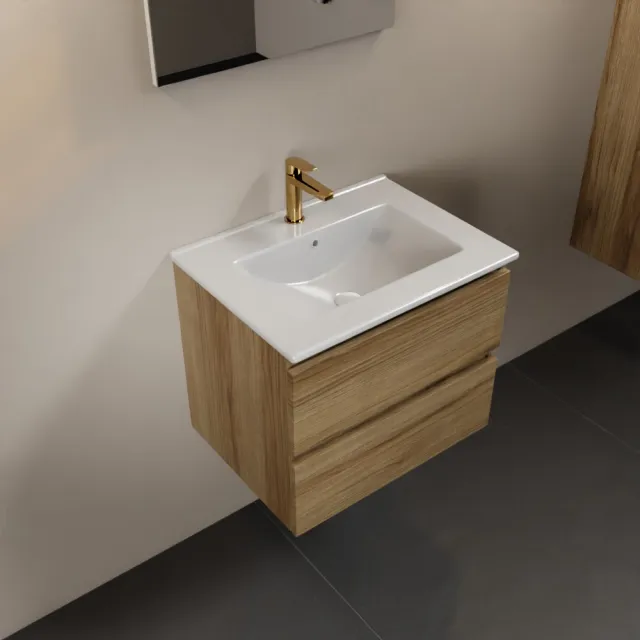 Mondiaz AIVY 60cm badmeubel Chai, wastafel glanzend wit keramiek midden 1 kraangat (M60100 - AI-M60CHMI)