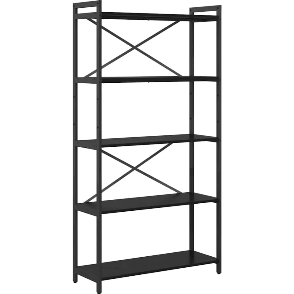 vidaXL Boekenkast 80 x 30 x 155 cm Bewerkt hout Zwart Eiken, foto 3