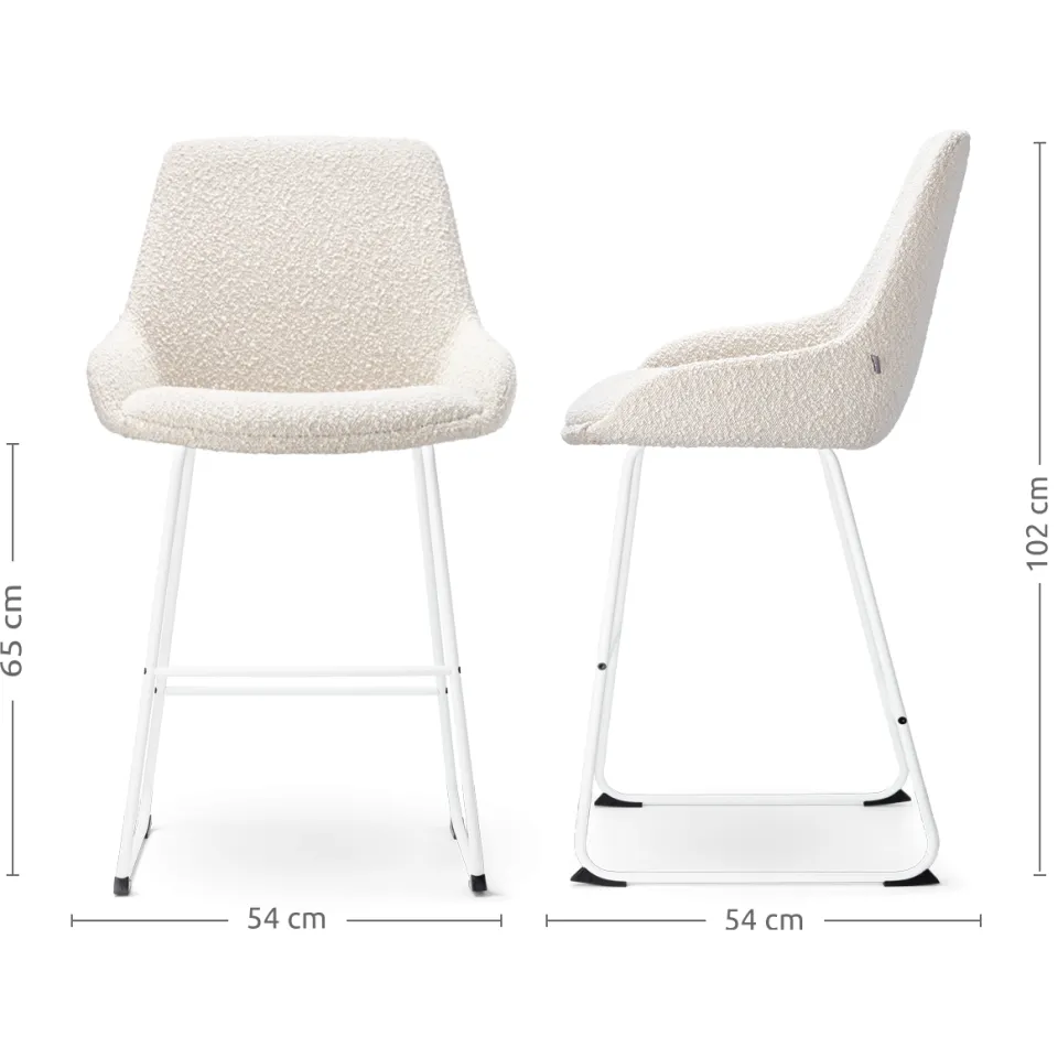Nolon Nino-Isa barkruk bouclé beige - wit onderstel - 65 cm, foto 3