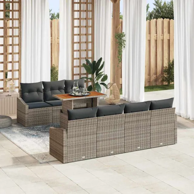vidaXL Tuin Sofa Set 8 st Lichtgrijs poly rattan, foto 2