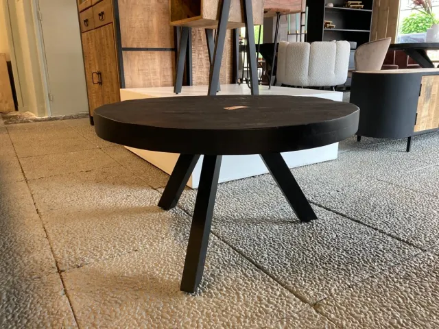 Salontafel mangohout Pyke zwart met 3 poten