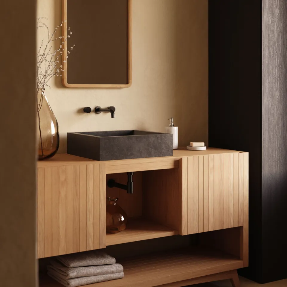 Kave Home Kuveni badkamermeubel teakhout naturel, foto 6
