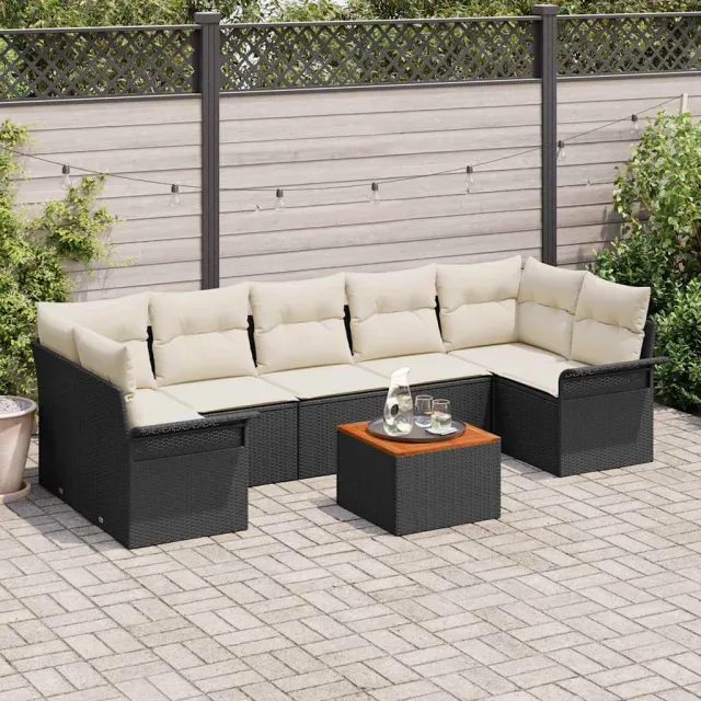 vidaXL Tuinbankenset 8 st Zwart poly rattan