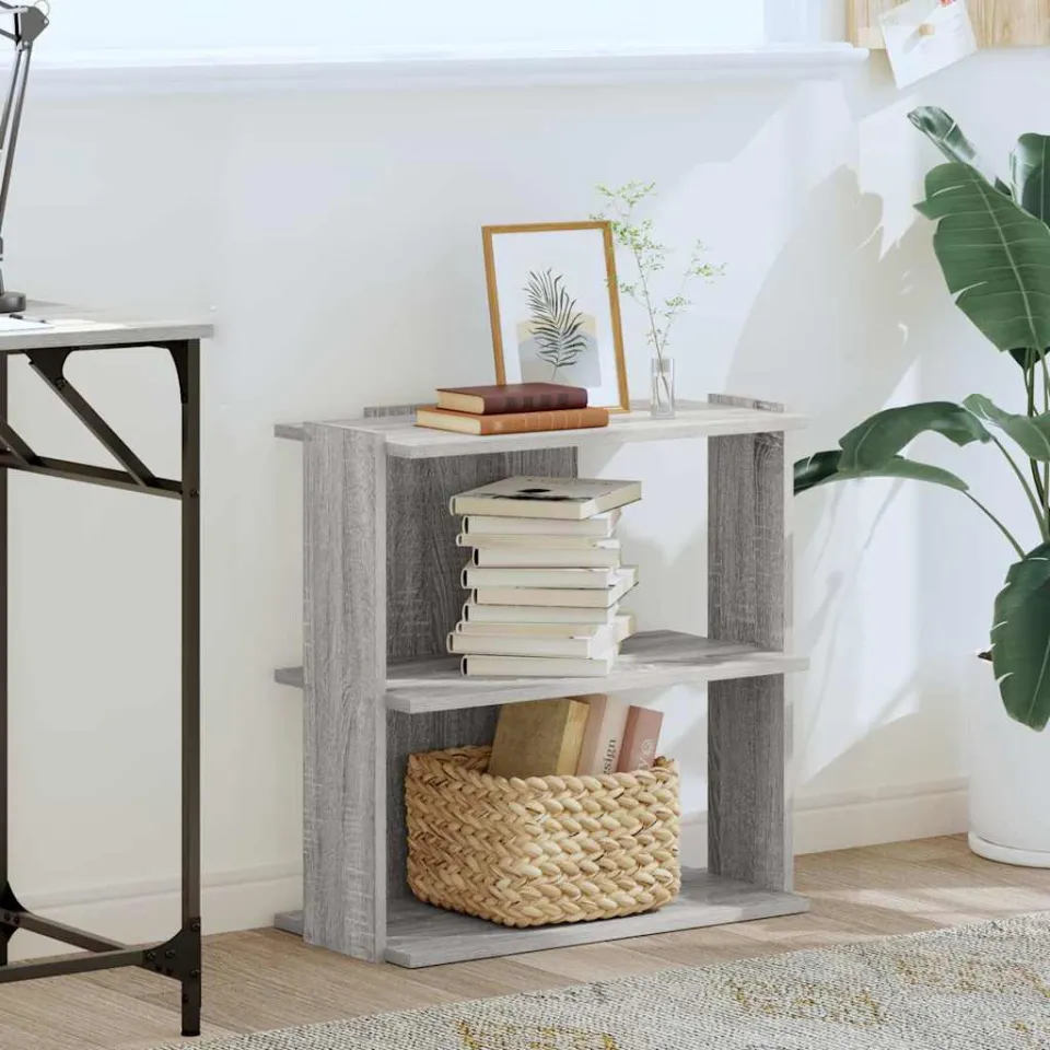 vidaXL Boekenkast 3-laags 60x30x60 cm bewerkt hout grijs sonoma eiken, foto 2
