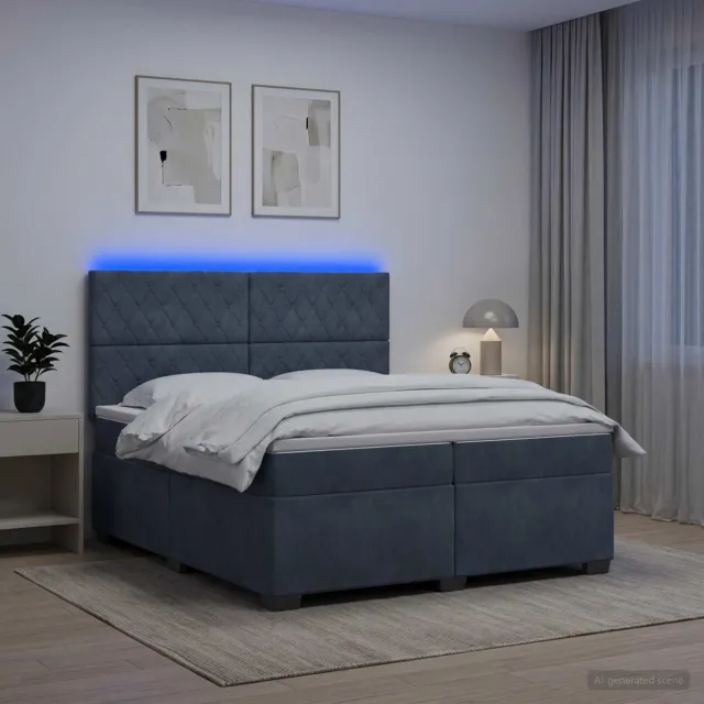 vidaXL Boxspringbed met matras Donkergrijs 200 x 200 cm Fluweel