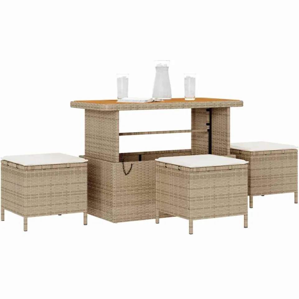vidaXL Tuin eettafelset 4 st Beige poly rattan