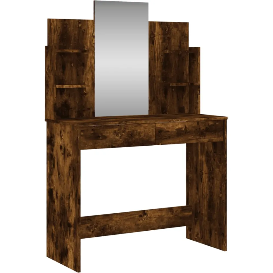 vidaXL Kaptafel met spiegel 96x39x142 cm gerookt eikenkleurig, foto 3