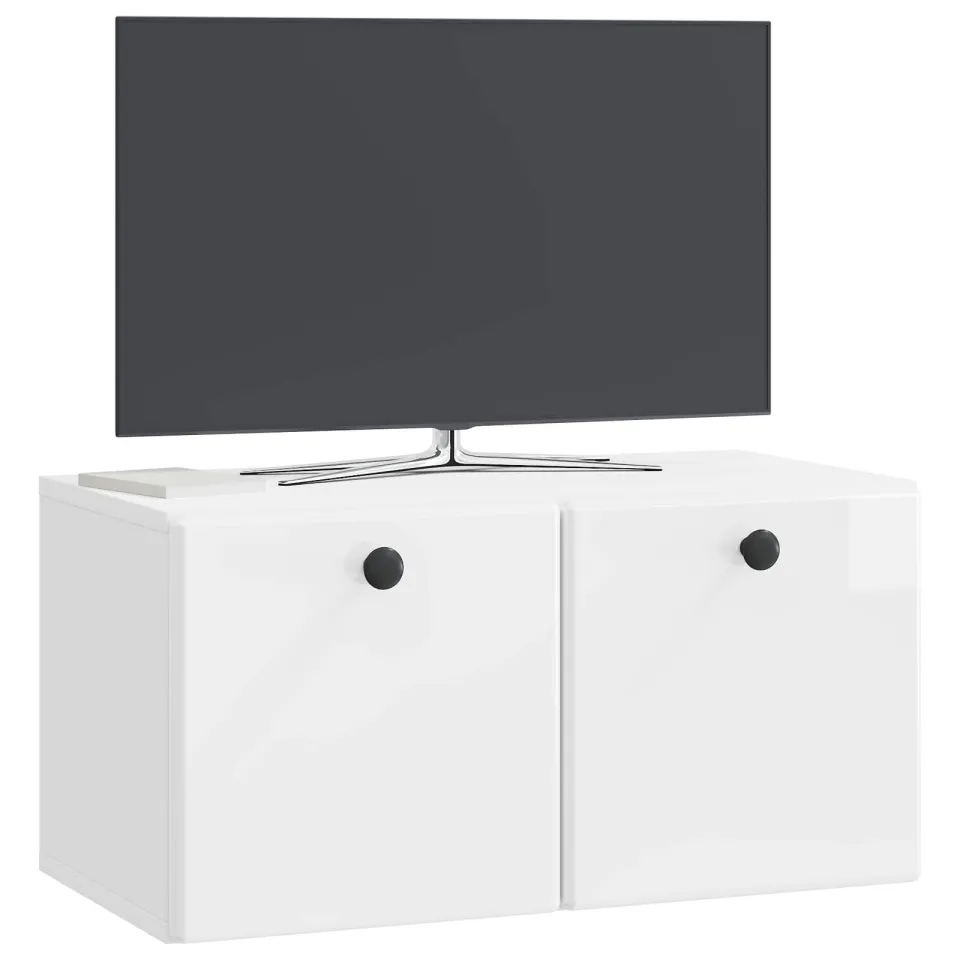 vidaXL Wandbeugel TV-kast 59,5 x 31 x 30 cm Hoogglans Wit Bewerkt hout
