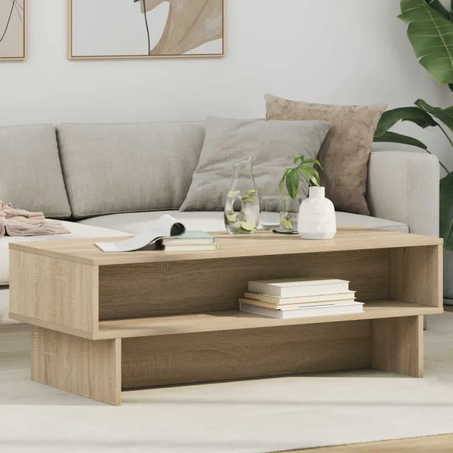 vidaXL Salontafel Sonoma Eiken 100 x 46 x 35 cm Bewerkt hout, foto 2