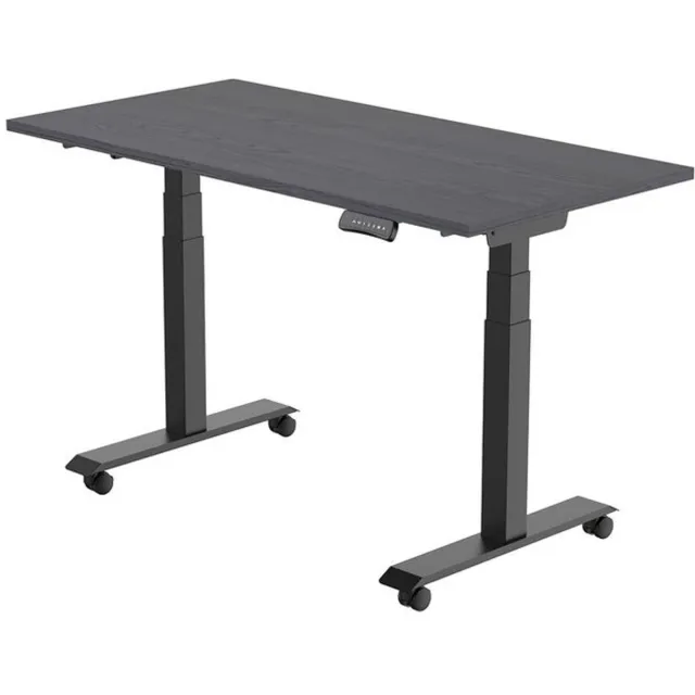 Euroseats Elektrisch Bureau - verstelbaar, opklapbaar en verrijdbaar - 160x80 cm - Zwart frame - Shadow eik