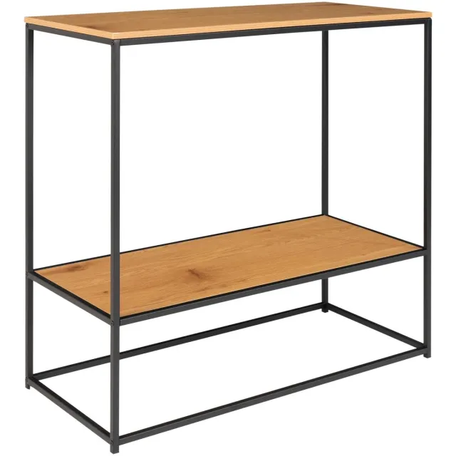 House Nordic House-Nordic-Wandtafel-Avery-met-2-schappen-eikenkleurig-zwart