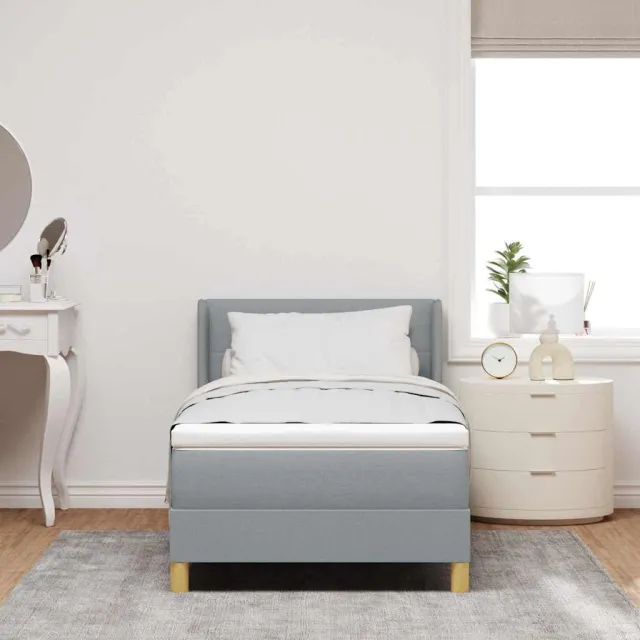 vidaXL Boxspringbed met hoofdeinde Lichtgrijs 200 x 90 cm Stof