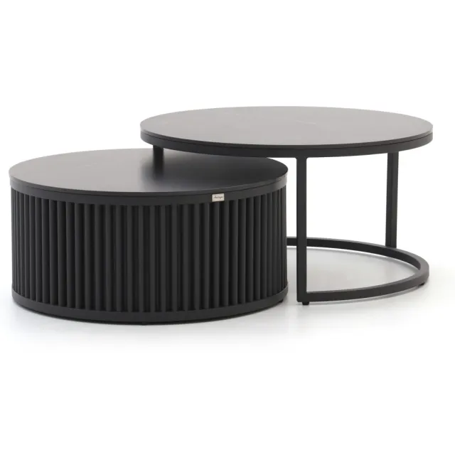 Bellagio tuinmeubelen Bellagio Oriago lounge tuintafelset ø85cm(h:45cm)/ø78cm (h:36cm) Zwart