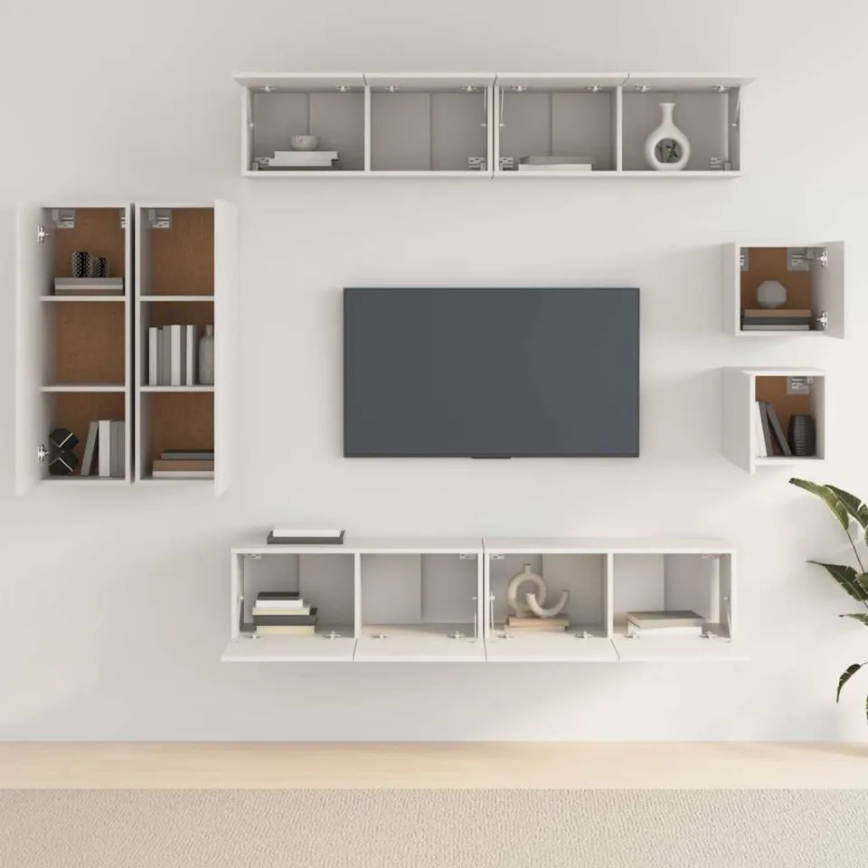 vidaXL 8-delige Tv-meubelset bewerkt hout wit, foto 4