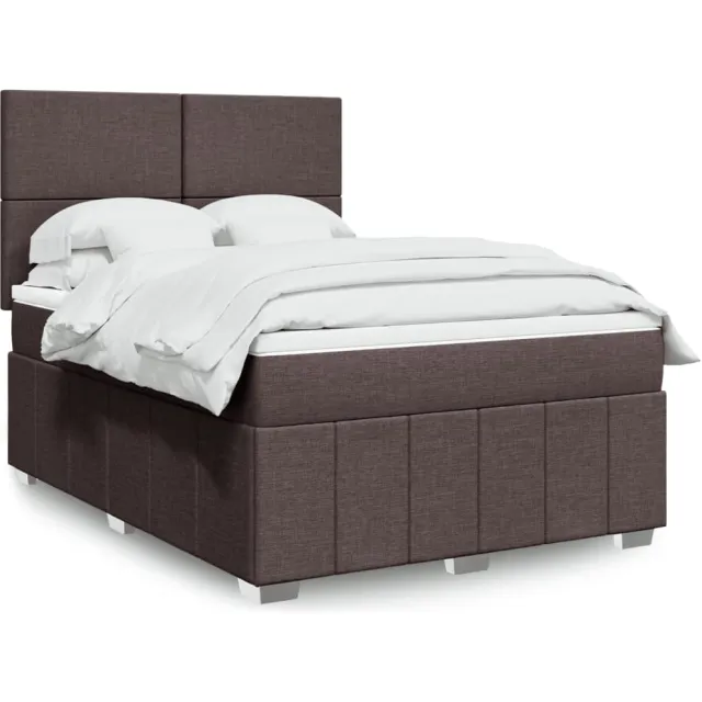 vidaXL Boxspring met matras stof donkerbruin 140x200 cm bruin