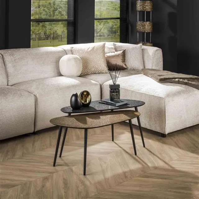 PS-Collection Salontafel Set van 2 Antiek Brons Zwart Metallic - salontafels rond, salontafels, salontafel zwart, salon tafel, salontafel rond, salontafel industrieel, salontafel vierkant, salontafel marmer, salontafel wit