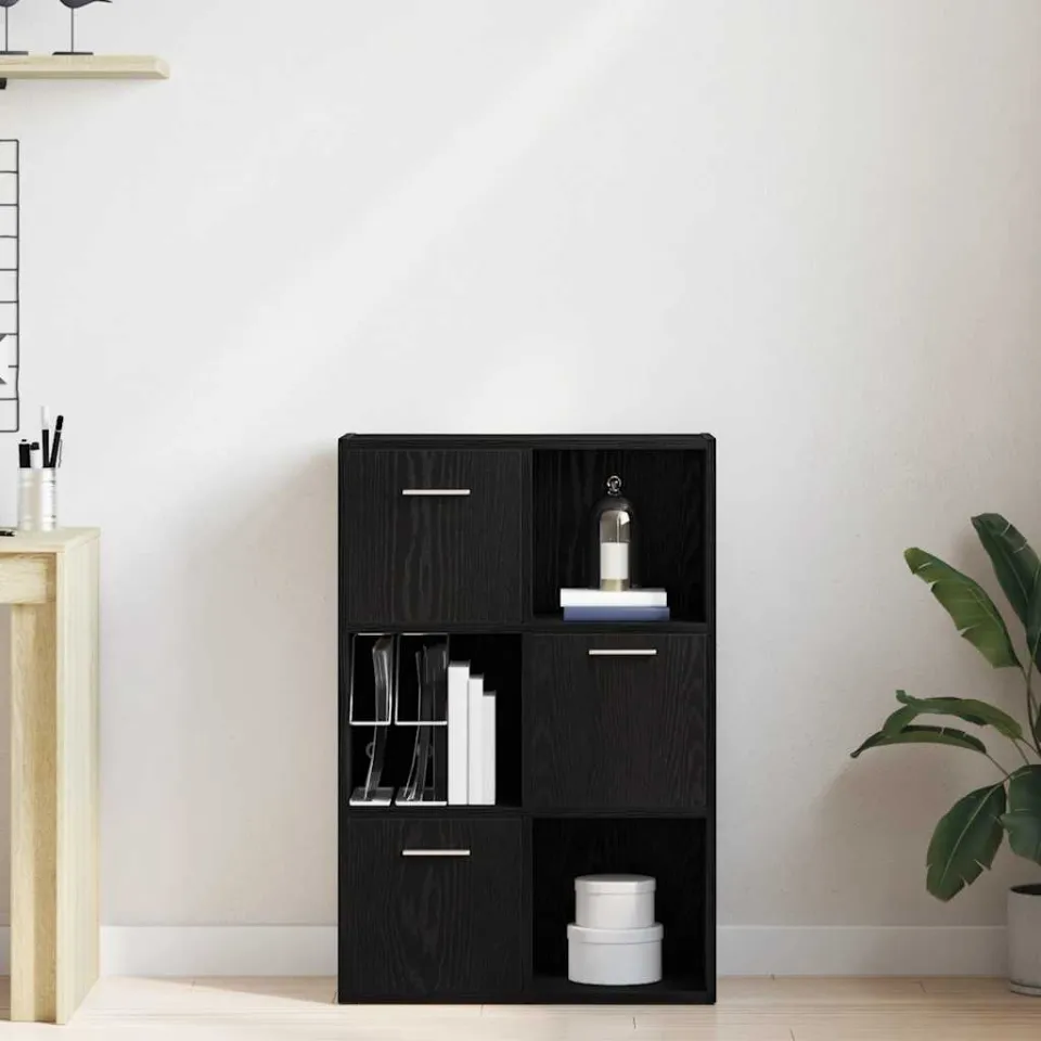 vidaXL Boekenkast/kamerverdeler zwart eiken 60,5x30x90cm bewerkt hout, foto 4