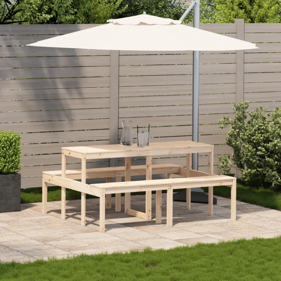 vidaXL Picknicktafel 160x134x75 cm massief grenenhout bruin, foto 3